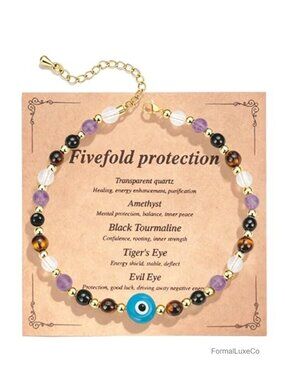 Evil Eye Bracelet Crystal Healing Gift Adjustable Cord